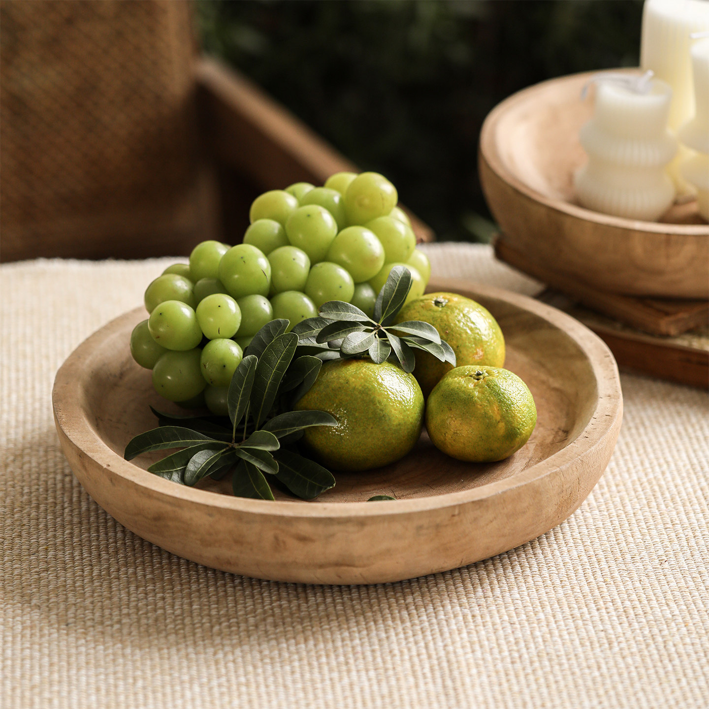 原木深口大圆盘收纳盘实木复古做旧果盘零食盘香薰托盘放钥匙摆件,淘宝优惠券,粉丝福利购,淘宝优惠卷