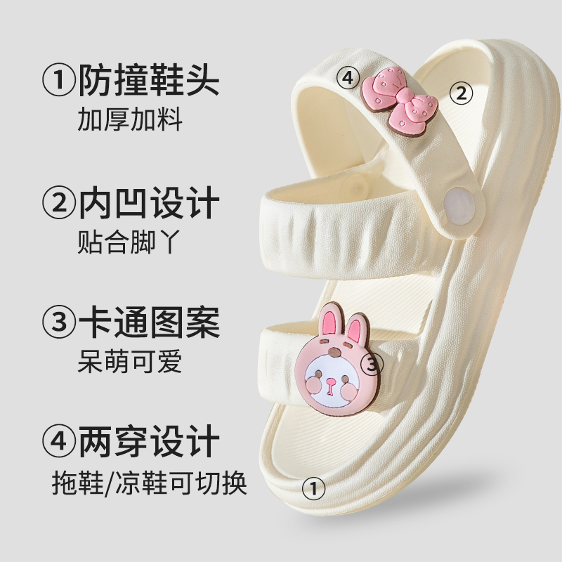 儿童拖鞋女孩夏季新款室内外洗澡凉拖鞋家居防滑沙滩亲子凉鞋外穿 - 图0