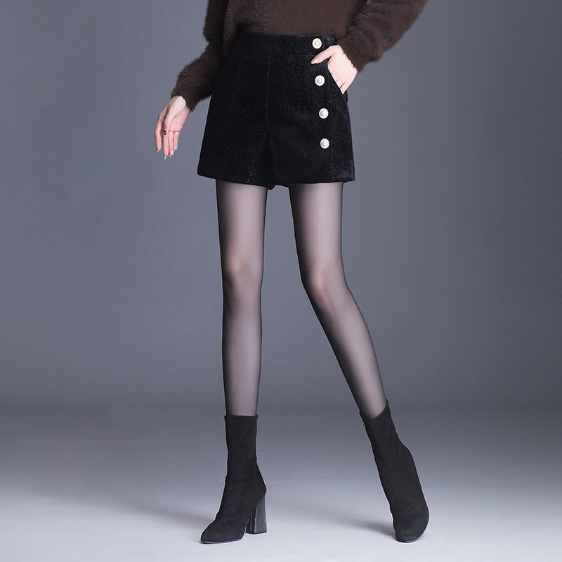 blingbling亮丝金丝绒高腰阔腿裤 麦卡莎休闲裤