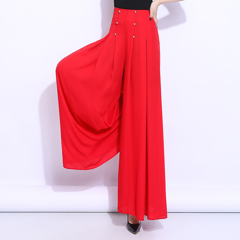 百褶雪纺高腰2023夏季新款阔腿裤 麦卡莎休闲裤