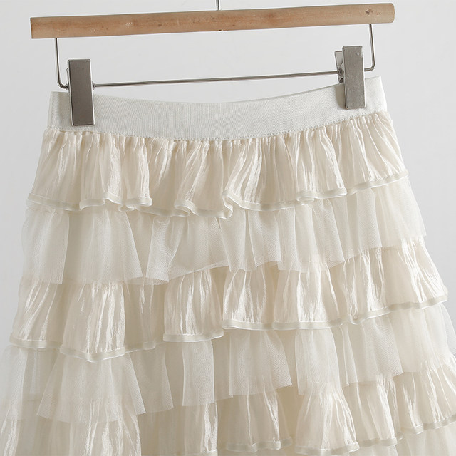 Princess Skirt Puff Skirt Layer Cake Mesh Skirt 2025 Spring and Summer New High Waist Splicing A-Line Half-length Skirt