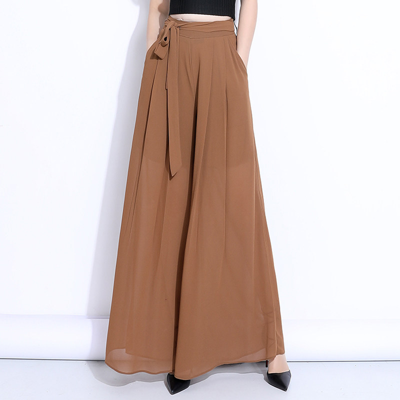 2022女春新款高腰裙裤雪纺休闲裤 麦卡莎休闲裤