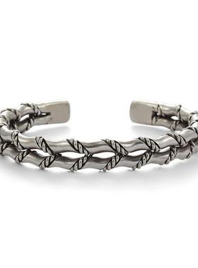 男合金复古双层竹节手镯新款