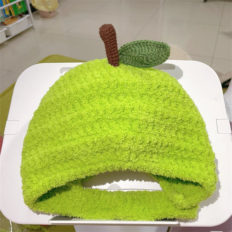 苹果造型毛线帽DIY编织材料包手工钩织保暖护耳帽珊瑚绒线钩针,淘宝优惠券,粉丝福利购,淘宝优惠卷