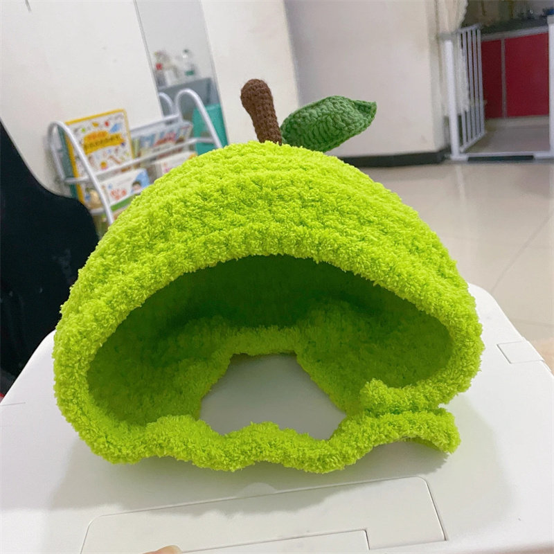 苹果造型毛线帽DIY编织材料包手工钩织保暖护耳帽珊瑚绒线钩针,淘宝优惠券,粉丝福利购,淘宝优惠卷