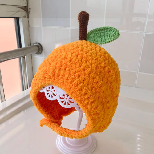 手工编织DIY苹果帽毛线钩针材料包保暖护耳帽绒绒线帽子周岁礼物 - 图0