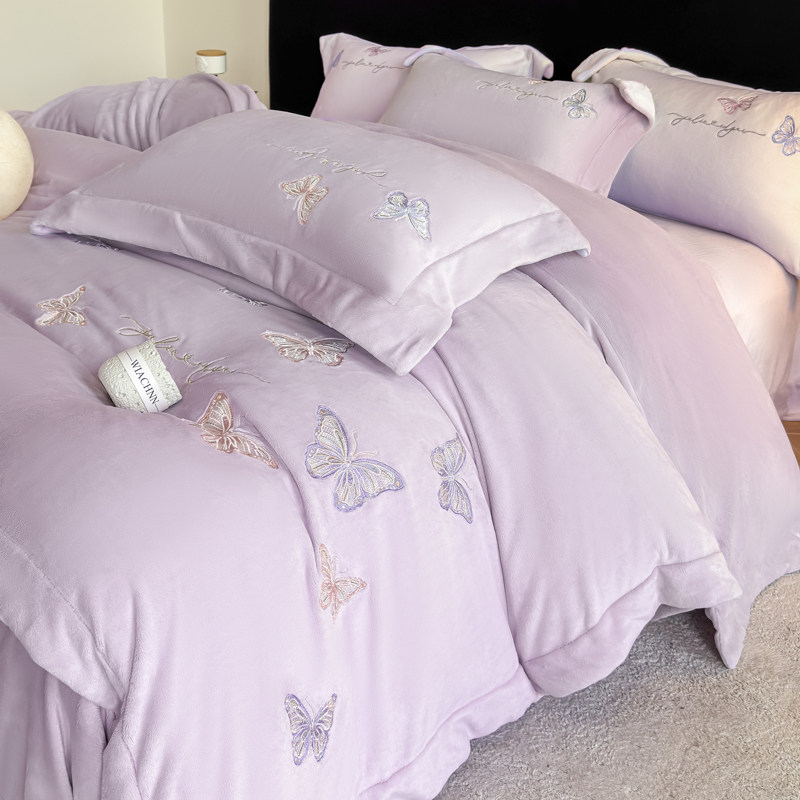 轻奢高级感秋冬加厚牛奶绒四件套珊瑚绒被套床单双面加绒床上用品,淘宝优惠券,粉丝福利购,淘宝优惠卷