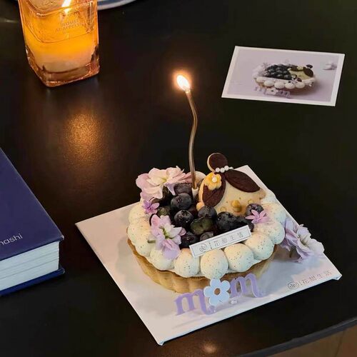 网红母亲节盘挞蛋糕装饰插件紫色mom亚克力妈妈生日蛋糕装扮摆件 - 图0