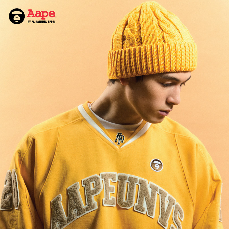 Aape旗舰店配饰字母刺绣休闲潮流麻花针织帽冷帽5288XXN,淘宝优惠券,粉丝福利购,淘宝优惠卷