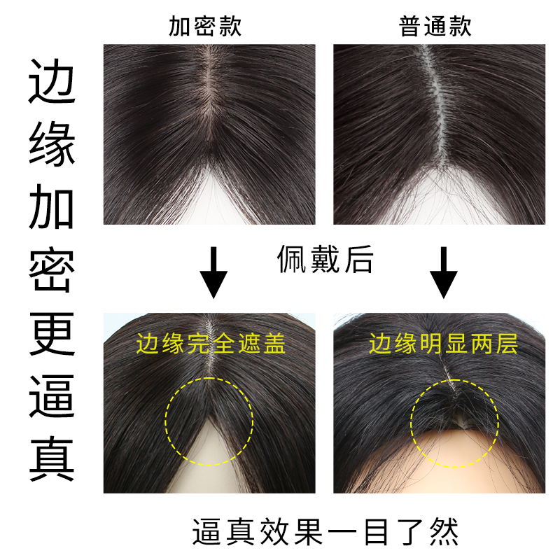 假发片女头顶补发增发量蓬松遮白发一片式全真发无痕头顶补发片女 - 图1