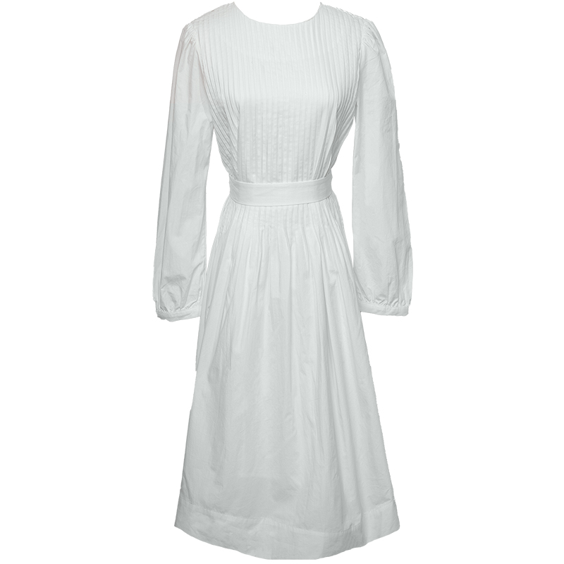 白色连衣裙女早春长袖赫本气质仙女法式雪纺优雅打底裙子内搭长裙