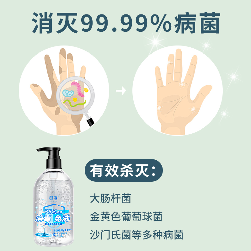 徽歌旗舰店免洗洗手液医专用75度酒精杀菌消毒液抑菌凝胶便携式随身儿童学生1