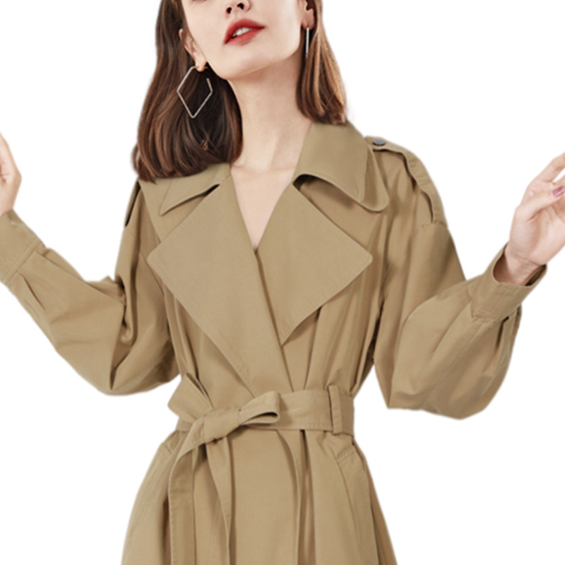 2022秋季新款英伦风卡其色法式风衣 围色妖娆风衣