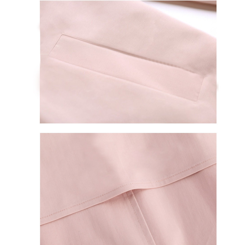 高端气质粉色中长款直通显瘦风衣 围色妖娆风衣