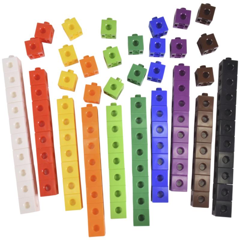 Linking Manipulative Cubes Set 可搭numberblocks 多颜色数字方块塑料积木数感启蒙数学教具低幼儿童益智学具100件套 英文原版 - 图3