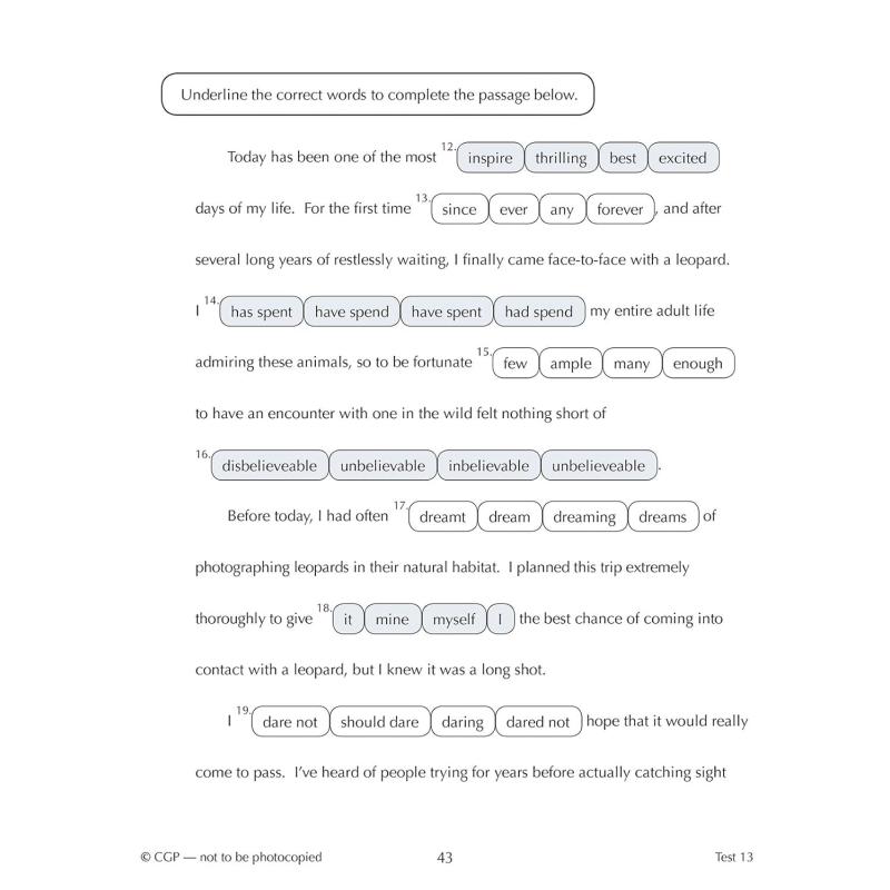 英国CGP 11+ CEM 10-Minute Tests: Verbal Reasoning Cloze - Ages 10-11 Book 2 with Online Ed 大音 - 图2