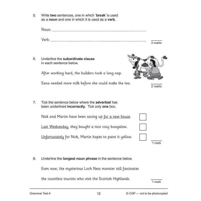 英国原版CGP教辅 新的 KS2 英语 10分钟测试 语法标点和拼写 5年级New KS2 English 10-Minute Tests Grammar Year5 大音