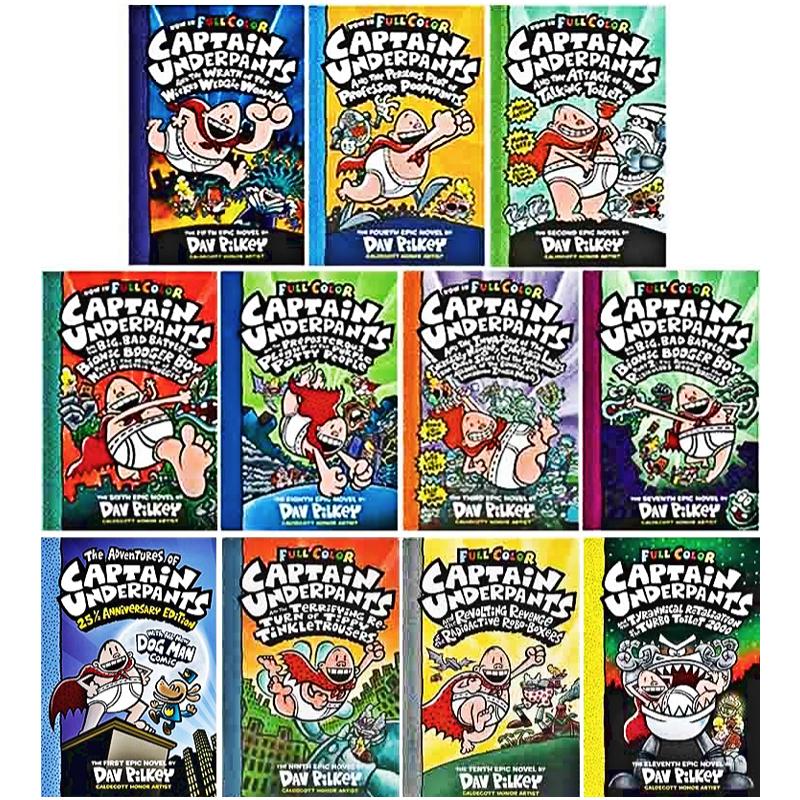 Captain Underpants Paperback Color Edition#1-11 内裤超人全彩版1-11册平装套装 英文原版学乐儿童幽默故事书 大音 - 图0