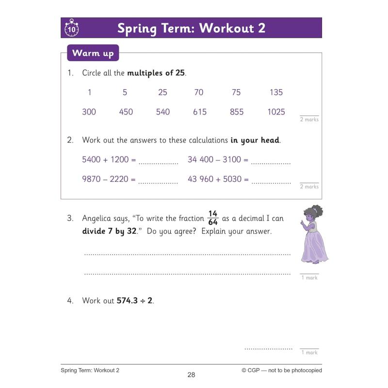 英国原版CGP教辅 KS2数学10分钟每周锻炼 6年级 KS2 Maths 10 Minute Weekly Workouts Year 6 大音 - 图3