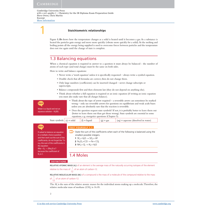 剑桥国际文凭 Chemistry for the IB Diploma Exam Preparation Guide英文原版化学考试备考指南含答案 Cambridge进口教材-图1