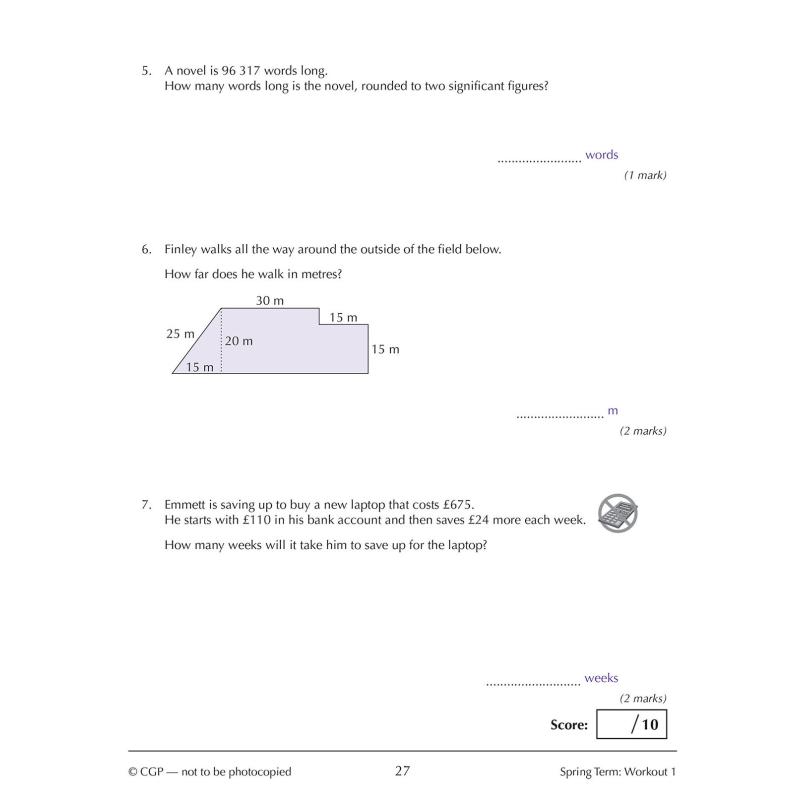 英国原版CGP教辅新的 KS3数学10分钟周周练8年级New KS3 Maths 10-Minute Weekly Workouts Year 8中学教辅大音-图3