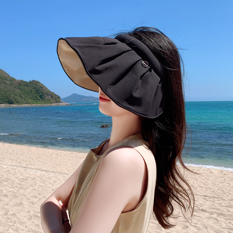 防紫外线贝壳防晒帽女夏季遮阳空顶帽遮脸