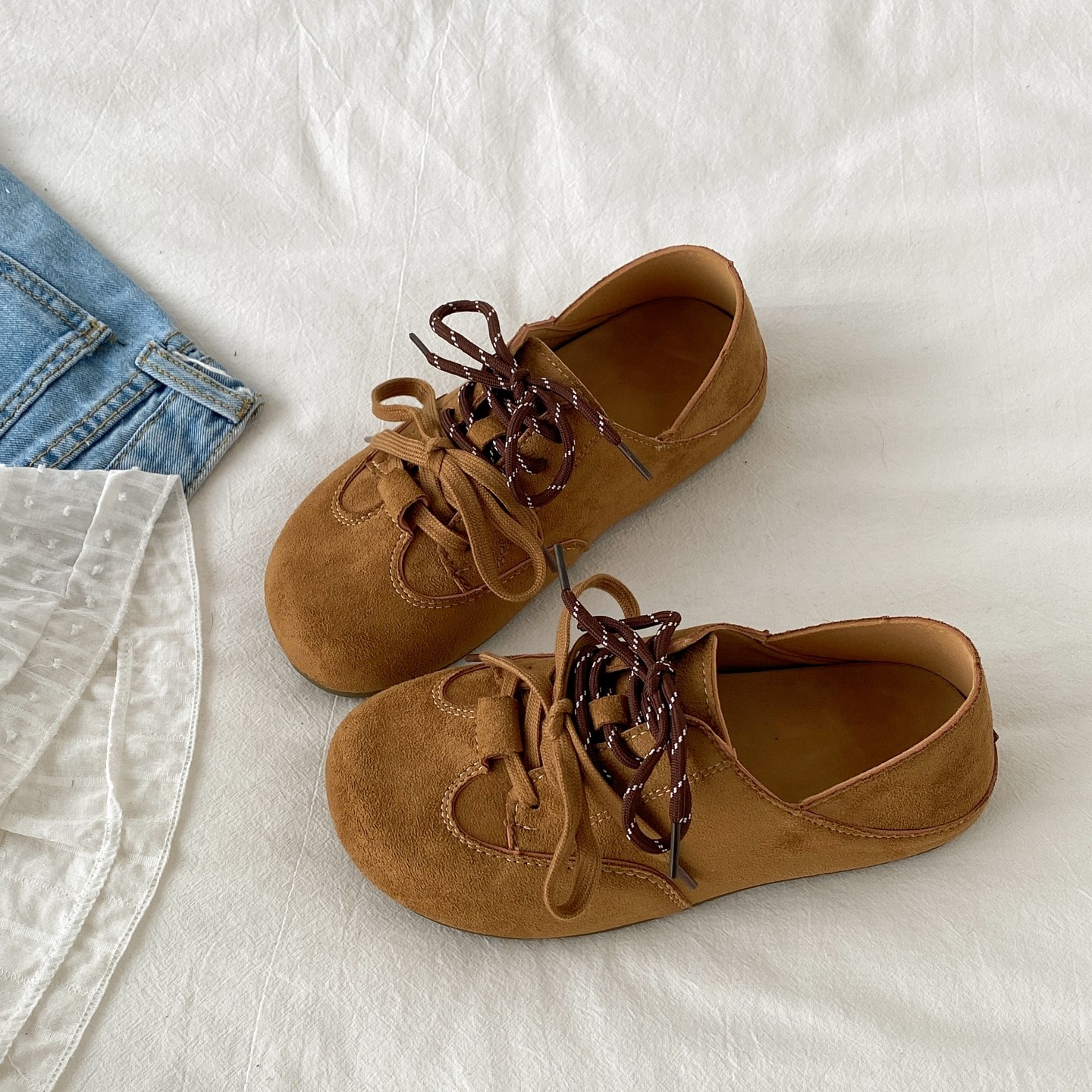 喜叔爆款棕色复古平底全包勃肯鞋女2025新款秋季配裙子软底单鞋子,淘宝优惠券,粉丝福利购,淘宝优惠卷