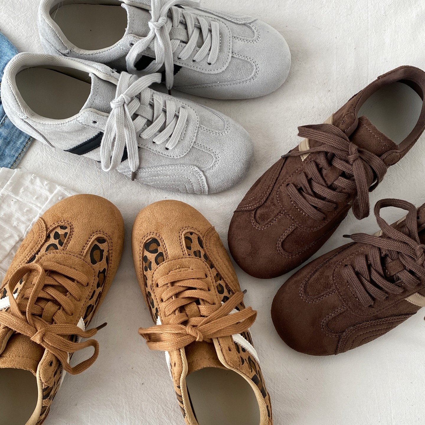 喜叔 棕色复古德训鞋女2026春季新款平底阿甘板鞋系带休闲运动鞋,淘宝优惠券,粉丝福利购,淘宝优惠卷