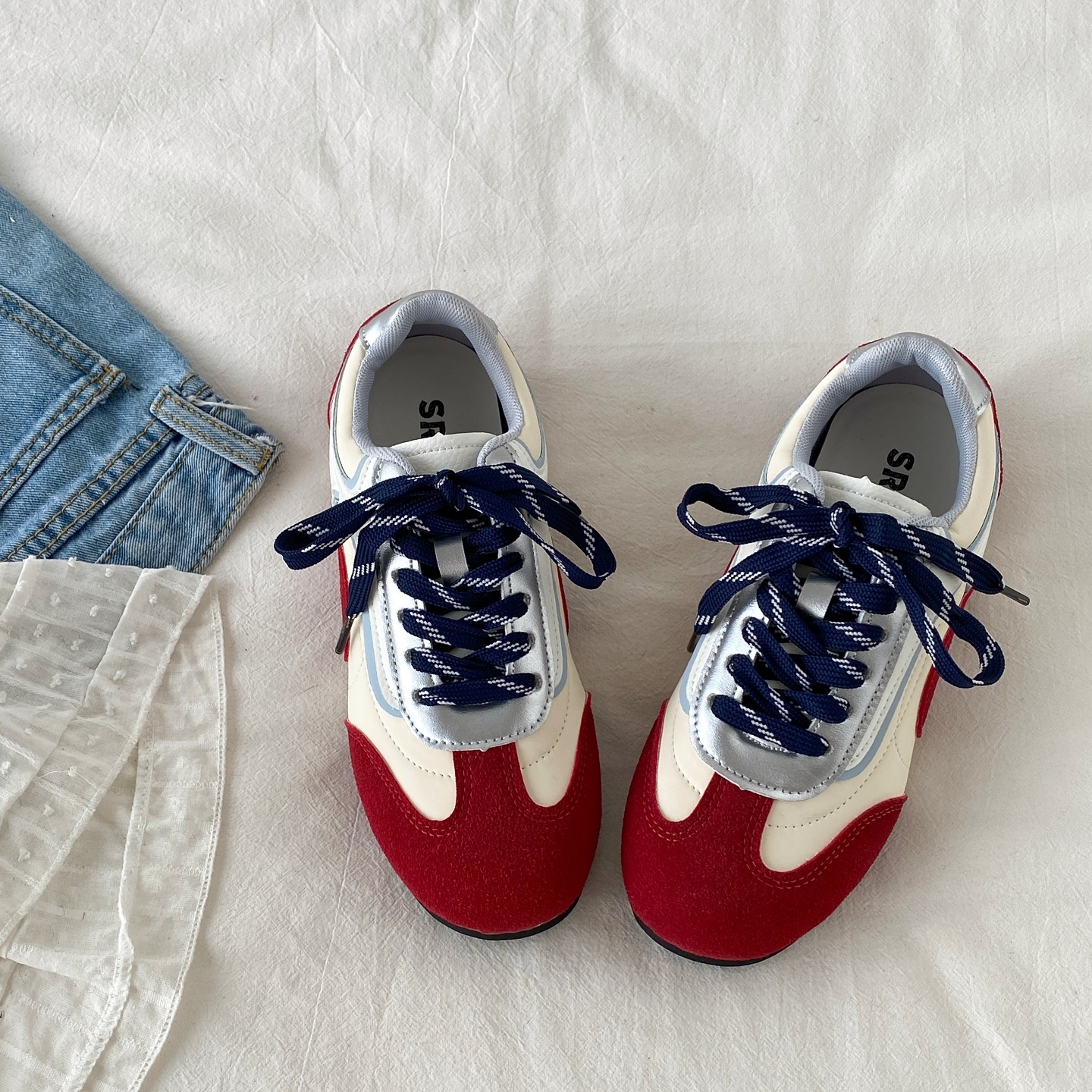 喜叔复古红色平底内增高德训鞋女款春秋百搭阿甘鞋休闲运动小白鞋,淘宝优惠券,粉丝福利购,淘宝优惠卷