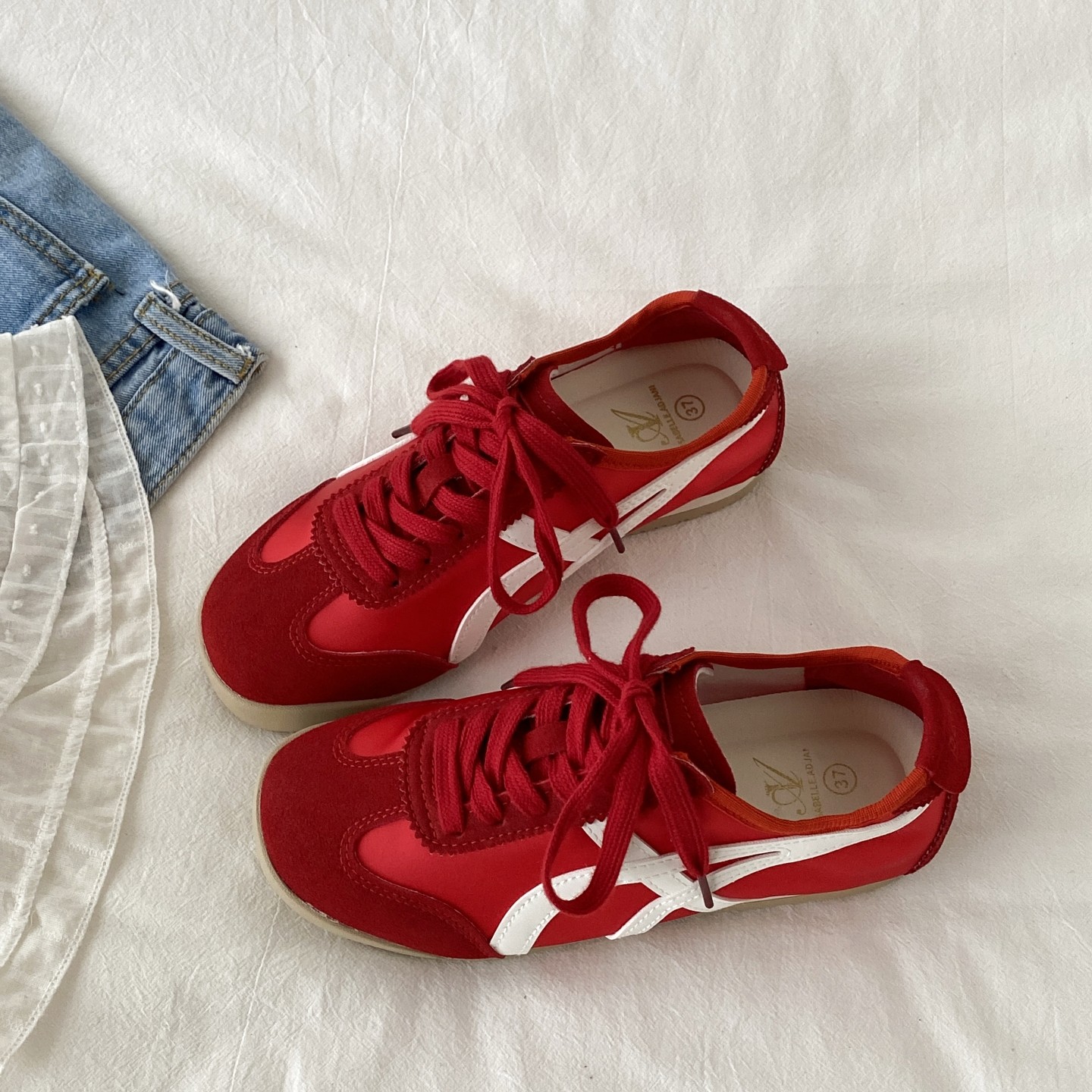 喜叔 夏季薄款粉色阿甘鞋女款2025新款平底德训鞋配裙子休闲板鞋,淘宝优惠券,粉丝福利购,淘宝优惠卷