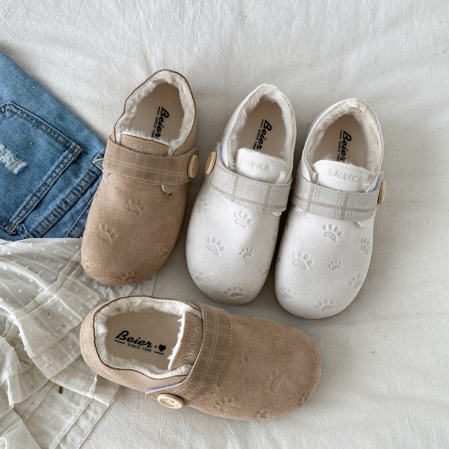 喜叔一脚蹬保暖加绒勃肯鞋女2025新款冬季毛毛鞋外穿全包穆勒棉鞋,淘宝优惠券,粉丝福利购,淘宝优惠卷