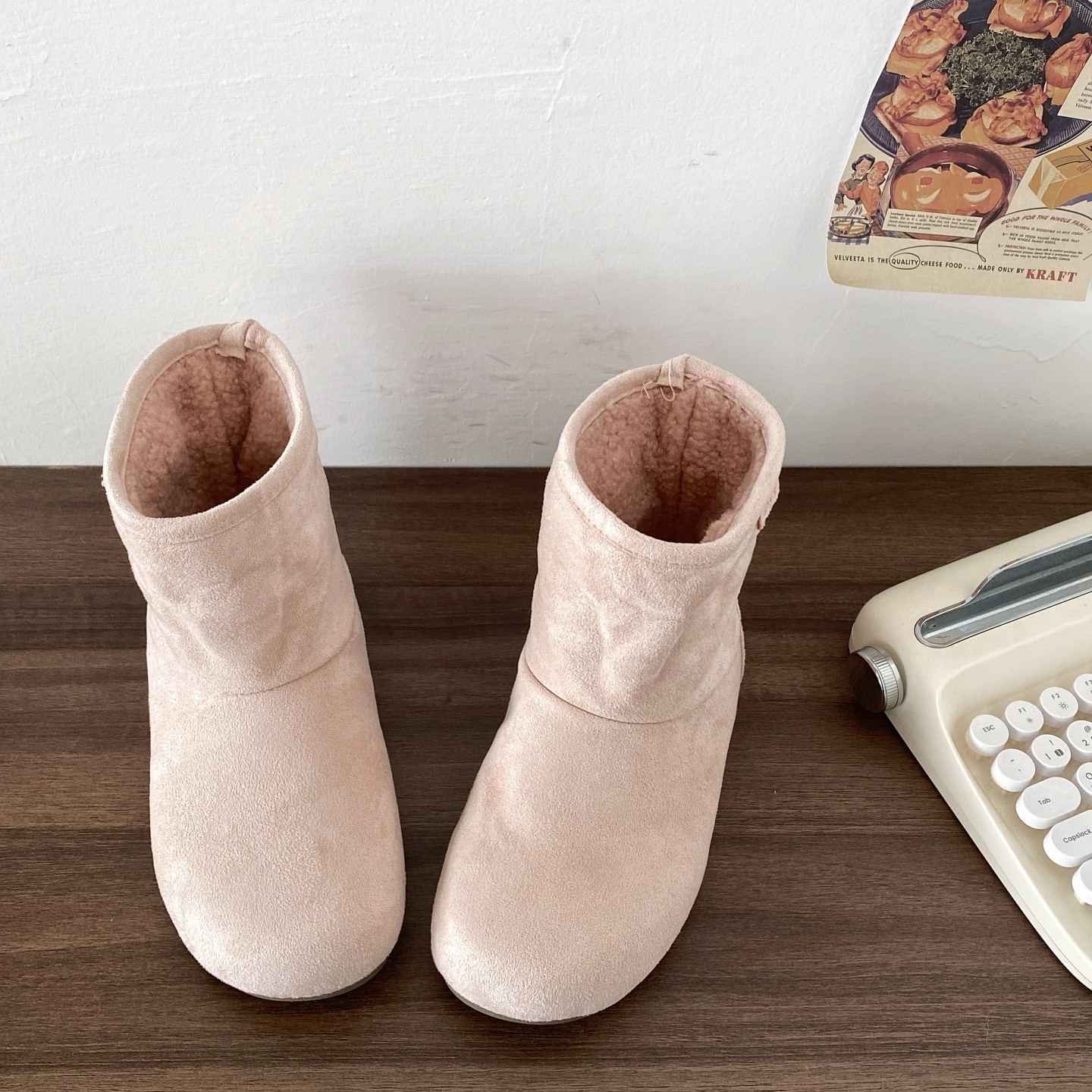 喜叔粉色平底毛绒雪地靴女2025新款冬季外穿保暖棉鞋加绒毛毛短靴,淘宝优惠券,粉丝福利购,淘宝优惠卷