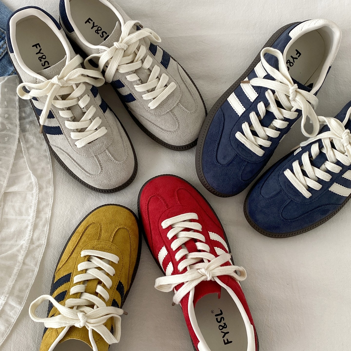 喜叔复古灰蓝拼色德训鞋女款秋季百搭厚底阿甘板鞋学生休闲运动鞋,淘宝优惠券,粉丝福利购,淘宝优惠卷