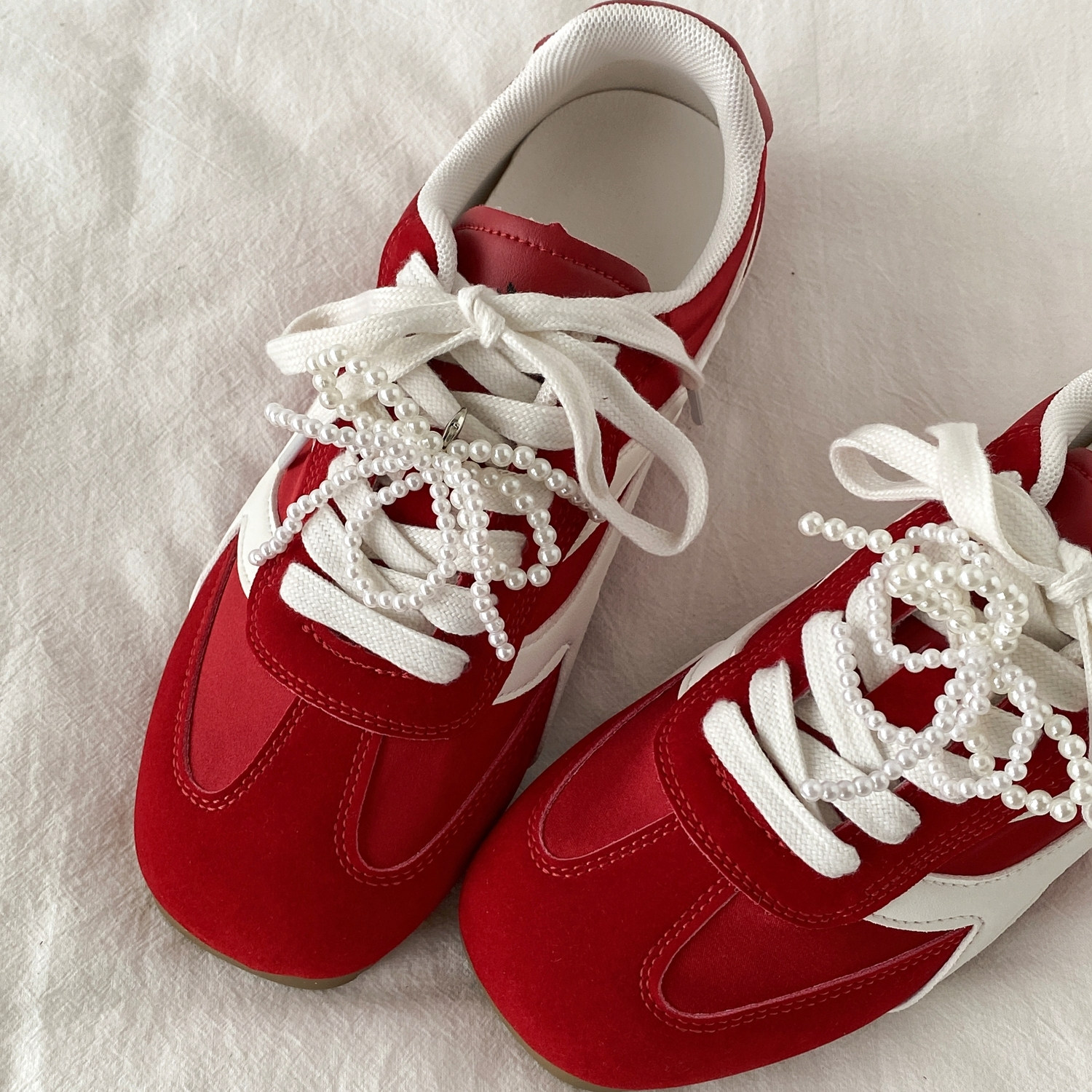 喜叔 复古红色芭蕾风德训鞋女款夏季透气薄底运动休闲鞋阿甘板鞋,淘宝优惠券,粉丝福利购,淘宝优惠卷