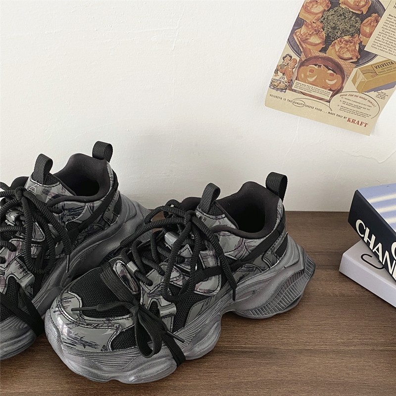 喜叔 复古做旧黑武士老爹鞋女ins潮2025新款厚底增高运动休闲鞋男,淘宝优惠券,粉丝福利购,淘宝优惠卷