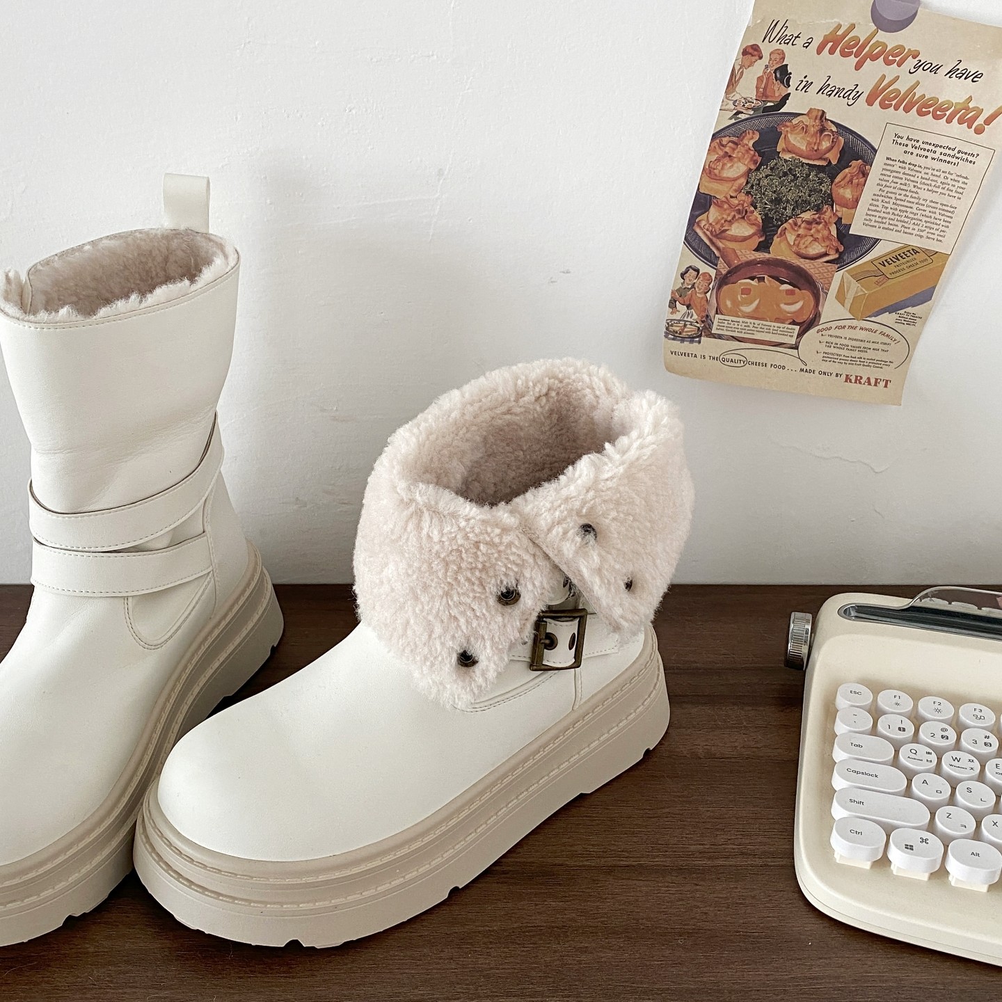 喜叔两穿厚底粉色雪地靴女款冬季保暖加绒短靴外穿防水皮面棉靴子,淘宝优惠券,粉丝福利购,淘宝优惠卷