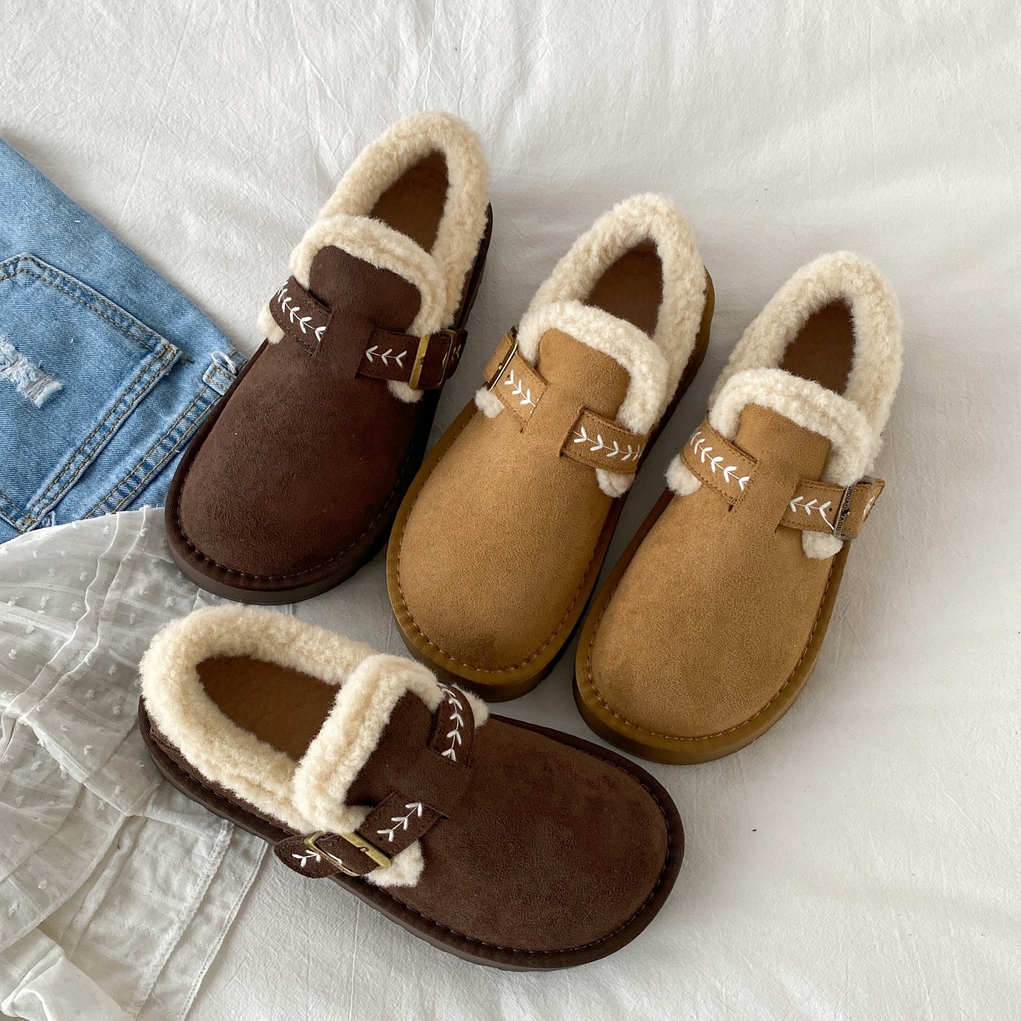 喜叔复古厚底全包加绒勃肯棉鞋女款冬季保暖加厚雪地靴博肯毛毛鞋,淘宝优惠券,粉丝福利购,淘宝优惠卷