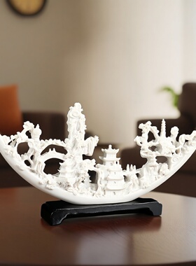 创意新中式龙腾四海象牙摆件