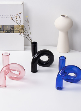 SHPIN JY异形玻璃花瓶北欧风饰品不规则创意插花家居客厅花器摆件