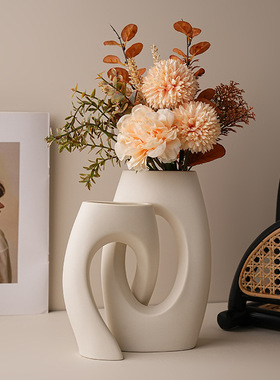 SHPIN BHM侘寂素胚花瓶白色摆件家居客厅创意花器跨境一件代发