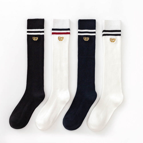 黑色中筒袜子女长筒高桶半截过膝学生春秋季jk小腿袜女童儿童棒球 - 图3