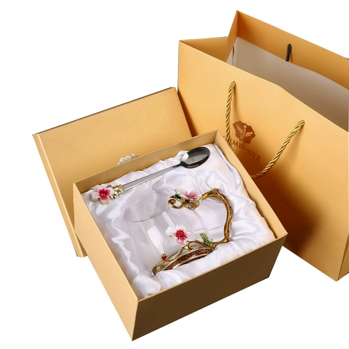 Милая портативная эмаль, стеклянная кофейная креативная трендовая чайная чашка, комплект, простой и элегантный дизайн