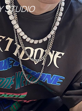 欧美美式潮10M冰糖钻项链高级感 男女嘻哈轻奢小众锁骨链情侣饰品