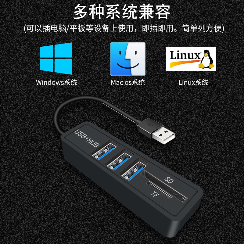 手机读卡器扩展SD卡内存卡电脑多功能usb分线器相机TF高速多合一-图3