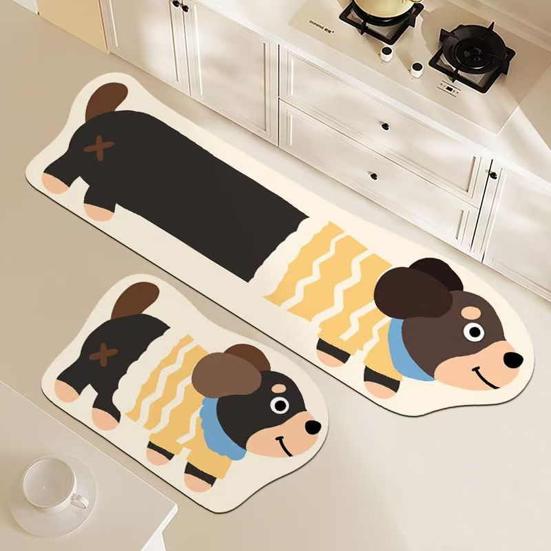 Dachshund special-shaped kitchen absorbent floor mat diatom mud