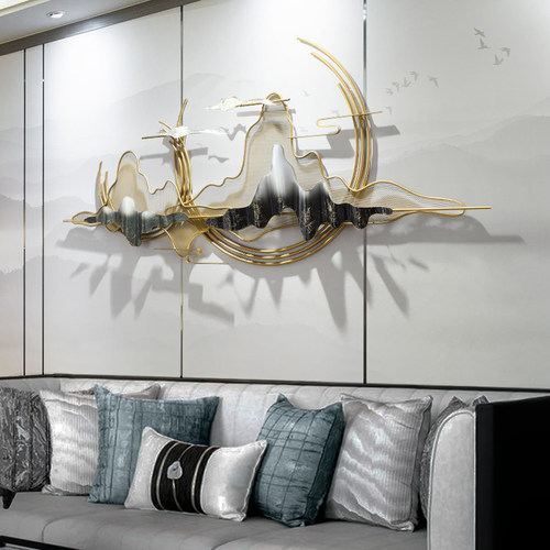 新中式轻奢墙饰金属壁饰客厅沙发背景墙壁挂件创意餐厅墙面装饰品 - 图0