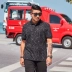 Xuân 2019 sản phẩm mới thủy triều béo cỡ lớn nam t-shirt chất béo giản dị lỏng mực in phun áo sơ mi POLO nam - Polo áo thun có cổ Polo