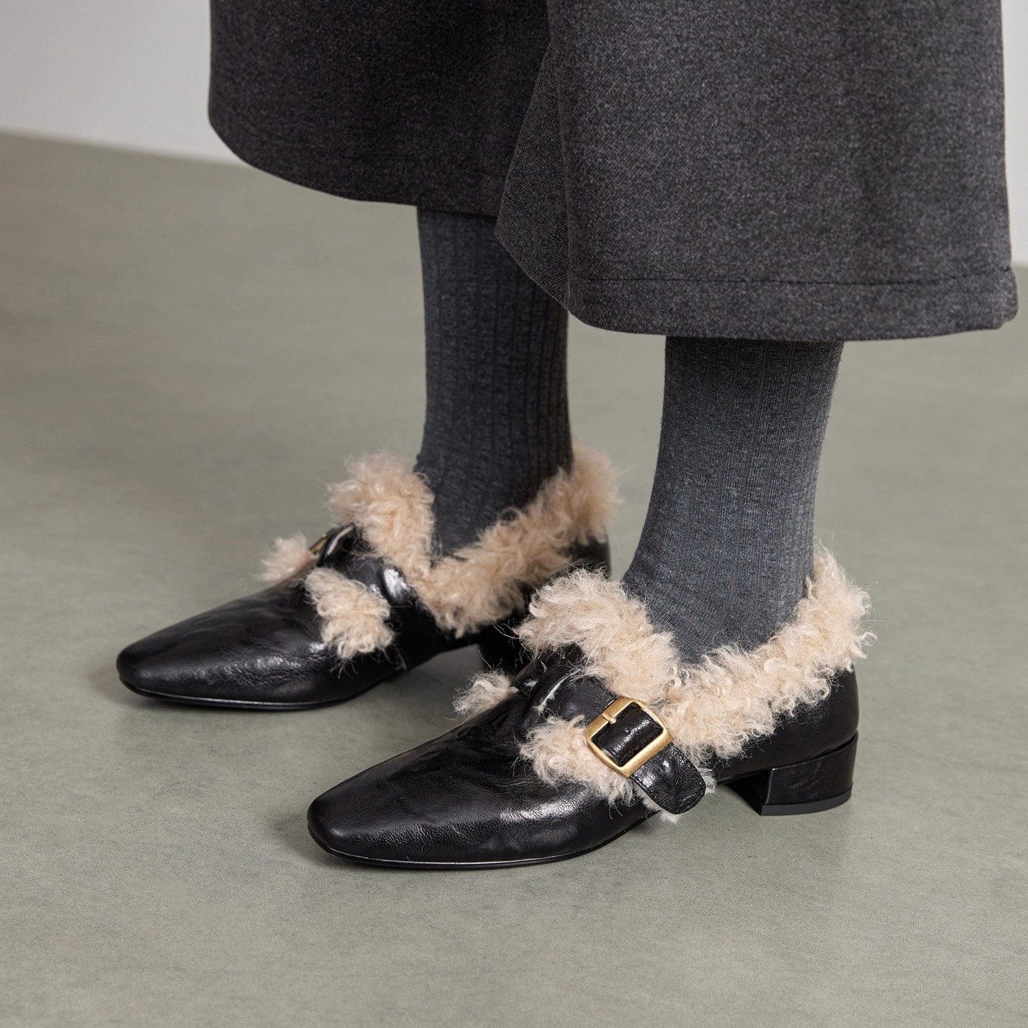 3cm超火系列~时光荏苒秋冬新款真皮单鞋女加绒小皮鞋配裙子毛毛鞋,淘宝优惠券,粉丝福利购,淘宝优惠卷