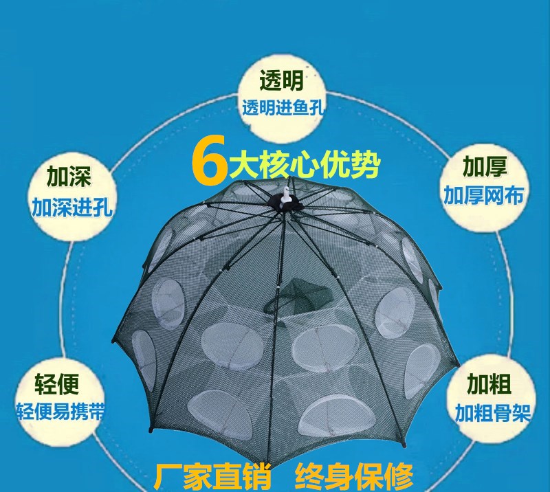 渔网虾笼鱼网捕鱼网抓鱼捉鱼渔具螃蟹黄鳝泥鳅撒网自动捕鱼笼折叠-图2