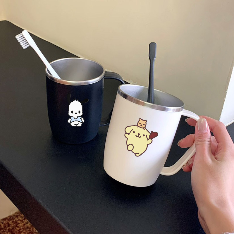 日式304不锈钢洗漱口杯防霉刷牙水杯子带手柄一家三口简约可爱ins,淘宝优惠券,粉丝福利购,淘宝优惠卷
